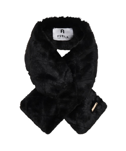 FURLA ファー レッキス マフラー フルラ ネイビー ブラック FURLA ファー レッキス マフラー フルラ ネイビー ブラック