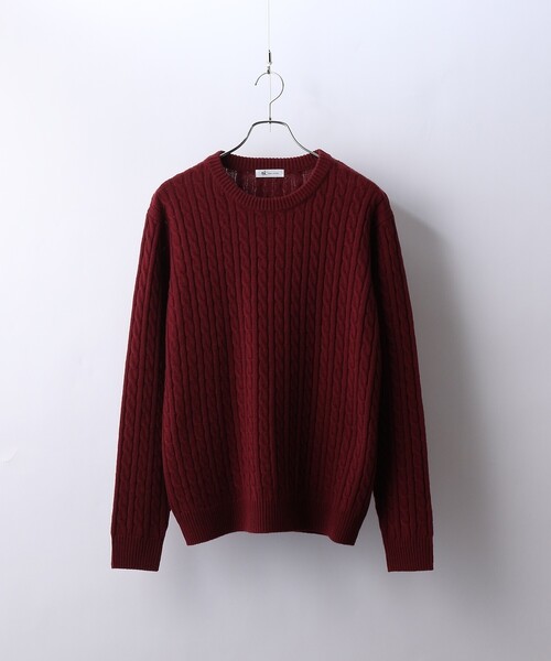 tk.TAKEO KIKUCHI（ティーケータケオキクチ）の「◆【WEB限定】ケーブルクルーネックニットプルオーバー（ニット/セーター・メンズ・ブラック/ベージュ/オフホワイト/ボルドー/グレー系4/ブルー系6・01/02/03/04）」の6枚目の写真