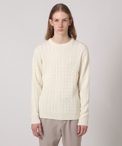 tk.TAKEO KIKUCHI（ティーケータケオキクチ）の「◆【WEB限定】ケーブルクルーネックニットプルオーバー（ニット/セーター・メンズ・ブラック/ベージュ/オフホワイト/ボルドー/グレー系4/ブルー系6・01/02/03/04）」の8枚目の写真