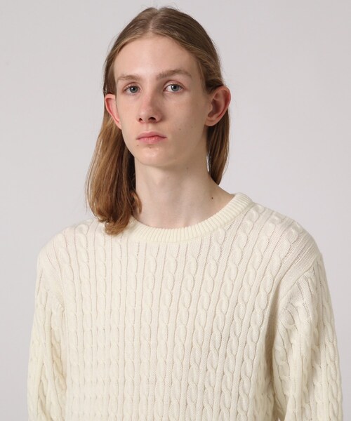 tk.TAKEO KIKUCHI（ティーケータケオキクチ）の「◆【WEB限定】ケーブルクルーネックニットプルオーバー（ニット/セーター・メンズ・ブラック/ベージュ/オフホワイト/ボルドー/グレー系4/ブルー系6・01/02/03/04）」の11枚目の写真