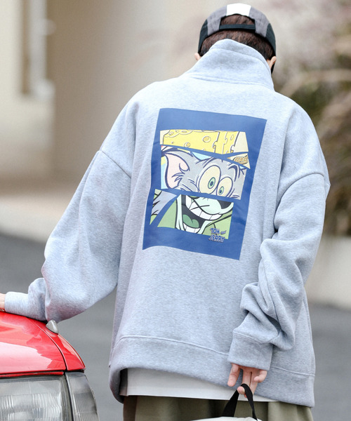 Tom＆Jerry（トムアンドジェリー）の「【neos -addictive design-】TOM&JERRY トムとジェリー ビッグシルエット バックプリント＆刺繍 モックネック ハーフジップ スウェット アノラック トレーナー（スウェット・メンズ・ホワイト/ホワイト系その他/ブラック/ブラウン/グレー系その他/ブラック系その他/グレー/ブラウン系その他・LARGE/MEDIUM）」の7枚目の写真
