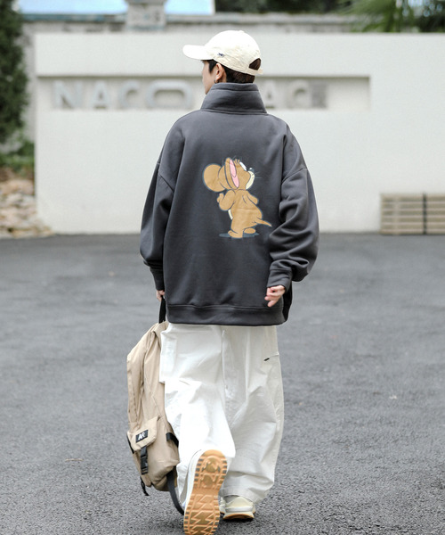 Tom＆Jerry（トムアンドジェリー）の「【neos -addictive design-】TOM&JERRY トムとジェリー ビッグシルエット バックプリント＆刺繍 モックネック ハーフジップ スウェット アノラック トレーナー（スウェット・メンズ・ホワイト/ホワイト系その他/ブラック/ブラウン/グレー系その他/ブラック系その他/グレー/ブラウン系その他・LARGE/MEDIUM）」の12枚目の写真