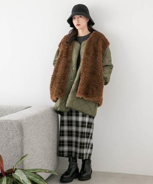 LOWRYS FARM（ローリーズファーム）の「チェックタイトスカート　172363（スカート・レディース・アイボリー/ブラック/ブラウン・FREE）」の9枚目の写真