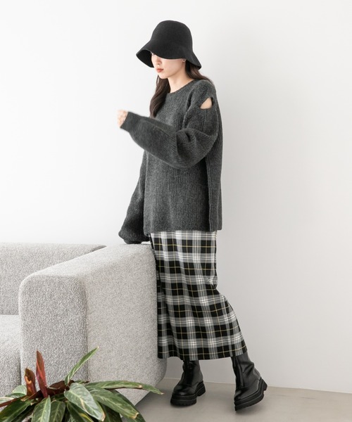 LOWRYS FARM（ローリーズファーム）の「チェックタイトスカート　172363（スカート・レディース・アイボリー/ブラック/ブラウン・FREE）」の6枚目の写真