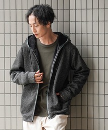 ニット裏ボアジップアップパーカー
