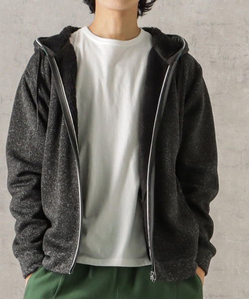 NAVY(ネイビー)の「ニット裏ボアジップアップパーカー(パーカー・メンズ・ネイビー/グリーン/グレー/ブラック・L/XL/M)」の18枚目の写真