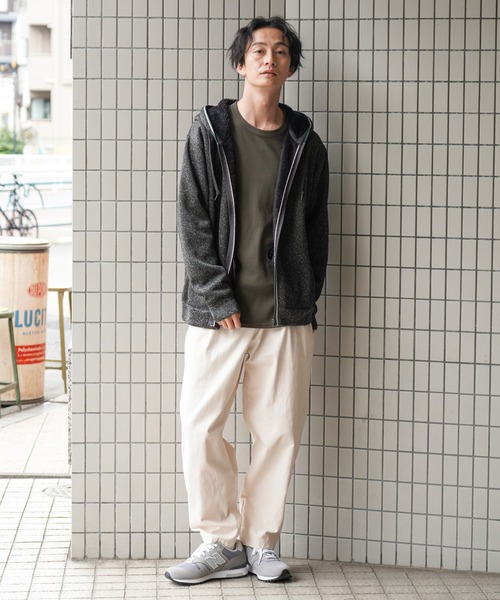 ニット裏ボアジップアップパーカー（パーカー）｜NAVY（ネイビー）の