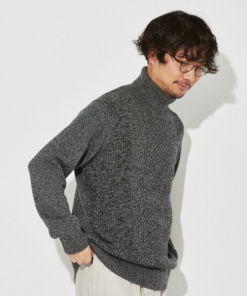 EDIFICE(エディフィス)の「【Biella Yarn / ビエラヤーン】7ゲージ ケーブル タートルネックニット(ニット/セーター・メンズ・ブルー/シャーベット/グレー/チャコールグレー/ブラック/ホワイト・LARGE/X-LARGE/SMALL/MEDIUM)」の22枚目の写真