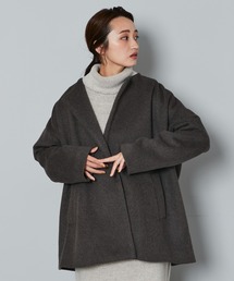 Kastane | B ノーカラーミドルコートストールSET(ノーカラーコート)