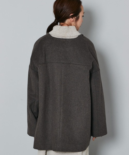 Kastane（カスタネ）の「B ノーカラーミドルコートストールSET（ノーカラーコート・レディース・チャコールグレー/ブラウン・FREE）」の12枚目の写真