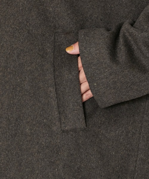 Kastane（カスタネ）の「B ノーカラーミドルコートストールSET（ノーカラーコート・レディース・チャコールグレー/ブラウン・FREE）」の14枚目の写真