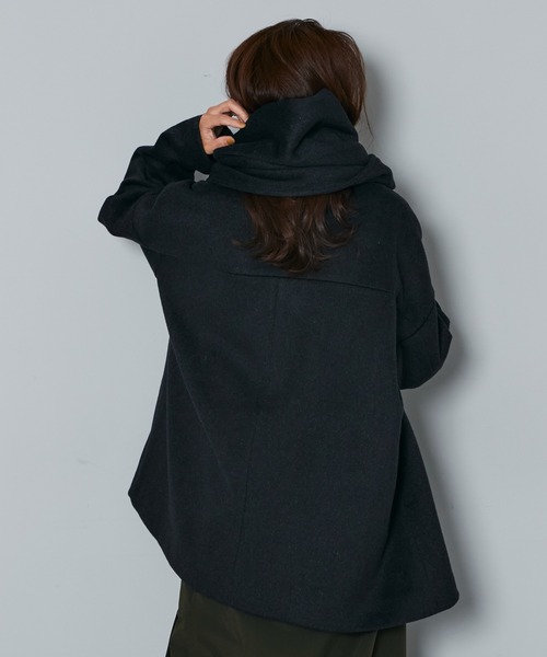 Kastane（カスタネ）の「B ノーカラーミドルコートストールSET（ノーカラーコート・レディース・チャコールグレー/ブラウン・FREE）」の19枚目の写真