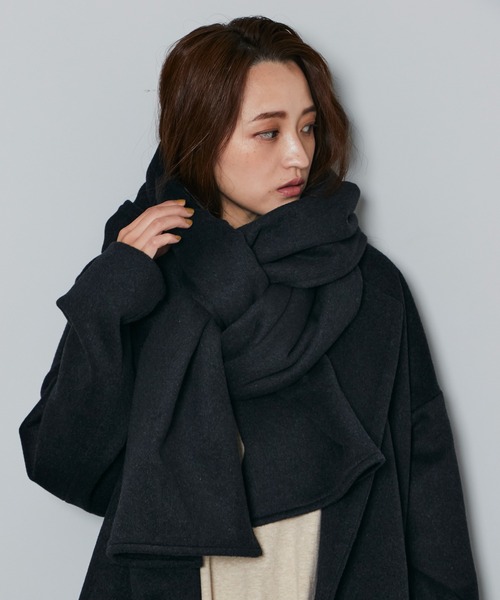 Kastane（カスタネ）の「B ノーカラーミドルコートストールSET（ノーカラーコート・レディース・チャコールグレー/ブラウン・FREE）」の16枚目の写真
