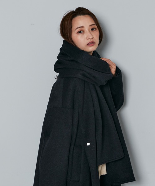 Kastane（カスタネ）の「B ノーカラーミドルコートストールSET（ノーカラーコート・レディース・チャコールグレー/ブラウン・FREE）」の21枚目の写真