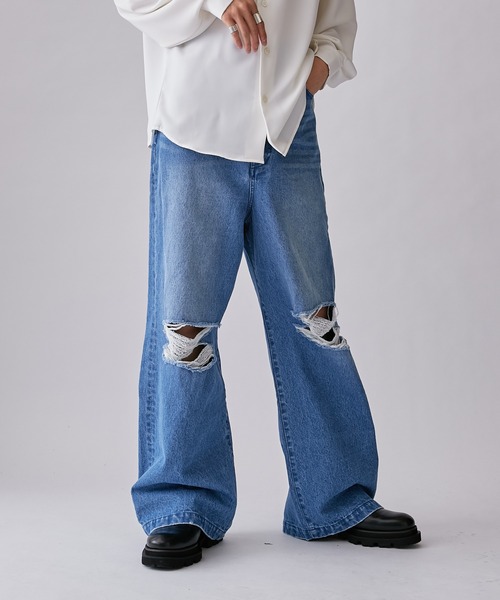 完売品 Lui's エレファントジーンズ ダメージ クラッシュデニム Lui's（ルイス）の「エレファントダメージジーンズ（デニム