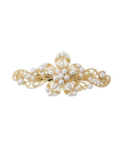 Te chichi（テチチ）の「メタルフラワー&パールブローチ（ネックレス・レディース・ゴールド・ﾌﾘ-）」の2枚目の写真