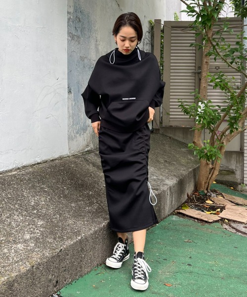 ゴールドウィンブラック フード付き カットソー RODEO CROWNS WIDE BOWL（ロデオクラウンズワイドボウル）の「B