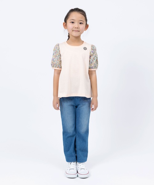 trois lapins kp（トロワラパンケーピー）の「袖小花プリント半袖チュニック(110～150)（チュニック・キッズ・ライトピンク・110cm/120cm/130cm/140cm/150cm/160cm）」の6枚目の写真