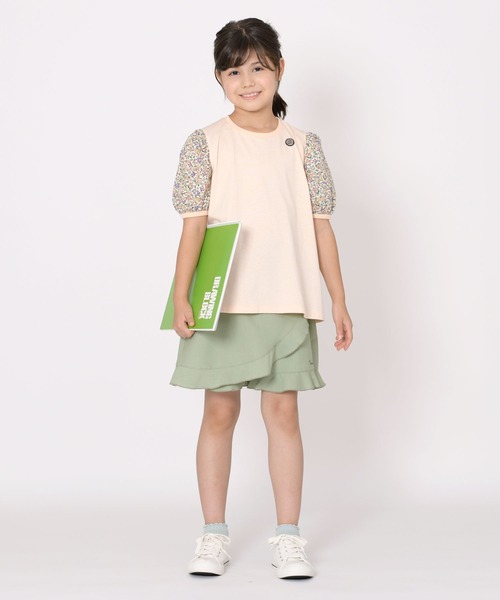 trois lapins kp（トロワラパンケーピー）の「袖小花プリント半袖チュニック(110～150)（チュニック・キッズ・ライトピンク・110cm/120cm/130cm/140cm/150cm/160cm）」の4枚目の写真