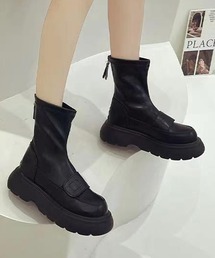 バックファスナー厚底ブーツ