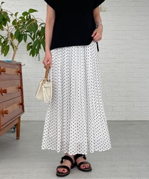ドット柄プリーツスカート