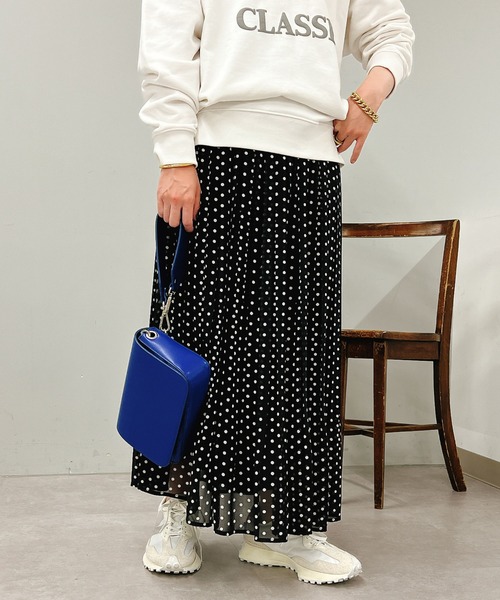 un dix cors（アンディコール）の「ドット柄プリーツスカート（スカート・レディース・ブラック/ホワイト・FREE）」の2枚目の写真