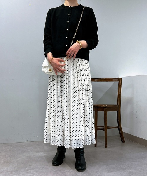 un dix cors（アンディコール）の「ドット柄プリーツスカート（スカート・レディース・ブラック/ホワイト・FREE）」の6枚目の写真