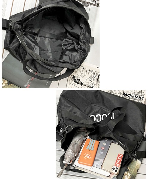 florist（フローリスト）の「【軽量/大容量】【2WAY/3WAY】くったり変形ユニセックストラベルバッグ/ショルダーバッグ（ボストンバッグ・レディース・ブラック/グリーン・FREE）」の13枚目の写真