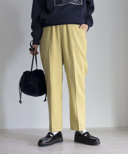 fredy emue(フレディエミュ)の「【XSサイズあり】ウール調テーパードパンツ(スラックス・レディース・オフホワイト/ブラック/イエロー/チャコールグレー・36/34/38)」の16枚目の写真