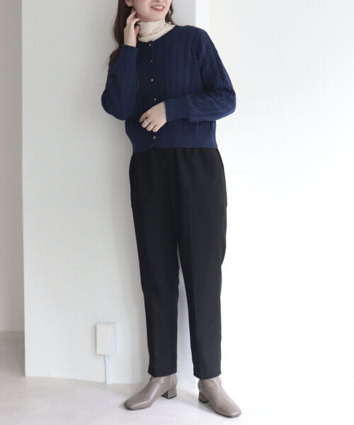 fredy emue(フレディエミュ)の「【XSサイズあり】ウール調テーパードパンツ(スラックス・レディース・オフホワイト/ブラック/イエロー/チャコールグレー・36/34/38)」の7枚目の写真