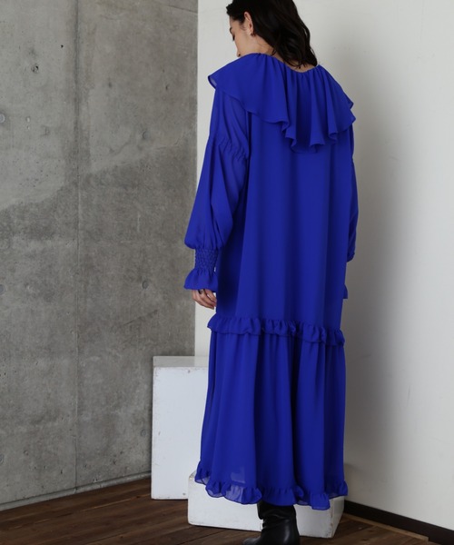 ROSE BUD（ローズバッド）の「フリルカラーワンピース（ワンピース・レディース・ブルー/ブラック・FREE）」の6枚目の写真