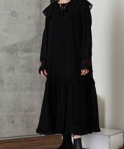 ROSE BUD（ローズバッド）の「フリルカラーワンピース（ワンピース・レディース・ブルー/ブラック・FREE）」の7枚目の写真