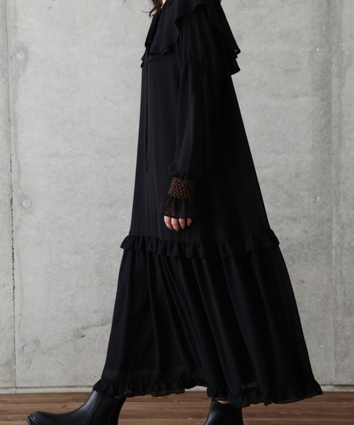 ROSE BUD（ローズバッド）の「フリルカラーワンピース（ワンピース・レディース・ブルー/ブラック・FREE）」の8枚目の写真