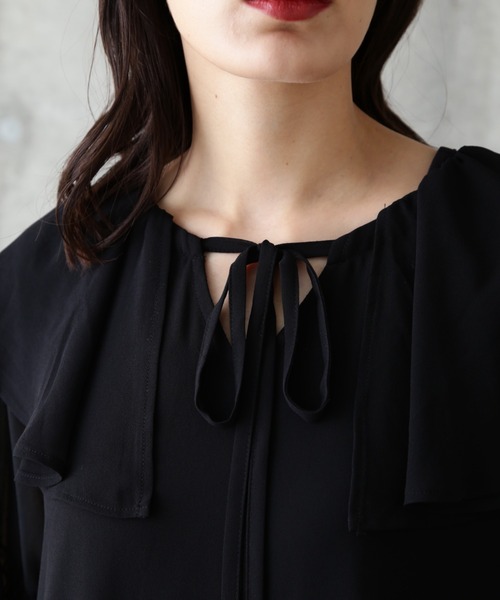 ROSE BUD（ローズバッド）の「フリルカラーワンピース（ワンピース・レディース・ブルー/ブラック・FREE）」の10枚目の写真