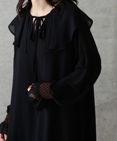 ROSE BUD（ローズバッド）の「フリルカラーワンピース（ワンピース・レディース・ブルー/ブラック・FREE）」の11枚目の写真