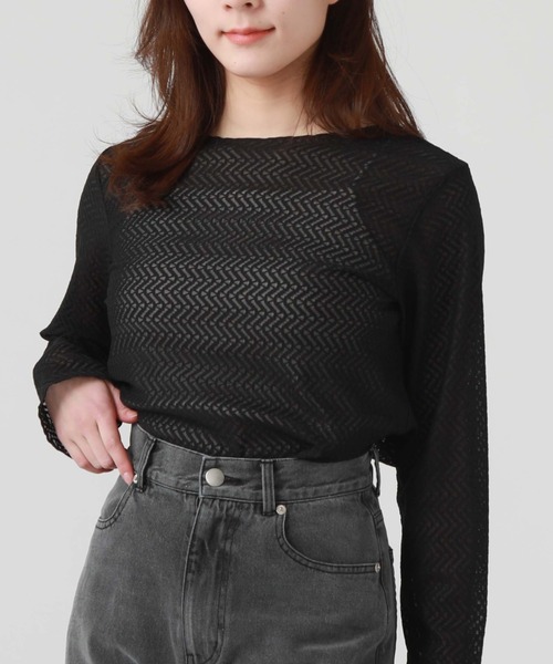 archives(アルシーヴ)の「ウェーブカットレースTOPS(Tシャツ/カットソー・レディース・オフホワイト/グレー/ブラック・MEDIUM)」の1枚目の写真