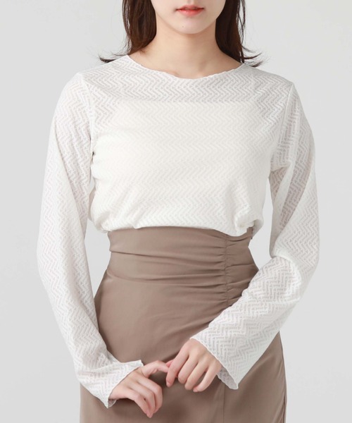 archives(アルシーヴ)の「ウェーブカットレースTOPS(Tシャツ/カットソー・レディース・オフホワイト/グレー/ブラック・MEDIUM)」の10枚目の写真