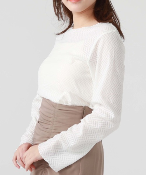 archives(アルシーヴ)の「ウェーブカットレースTOPS(Tシャツ/カットソー・レディース・オフホワイト/グレー/ブラック・MEDIUM)」の7枚目の写真