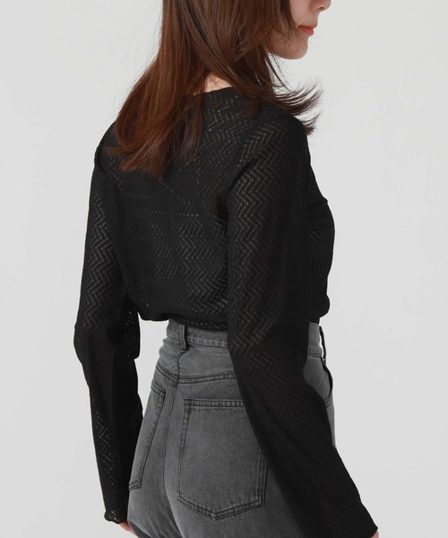 archives(アルシーヴ)の「ウェーブカットレースTOPS(Tシャツ/カットソー・レディース・オフホワイト/グレー/ブラック・MEDIUM)」の4枚目の写真