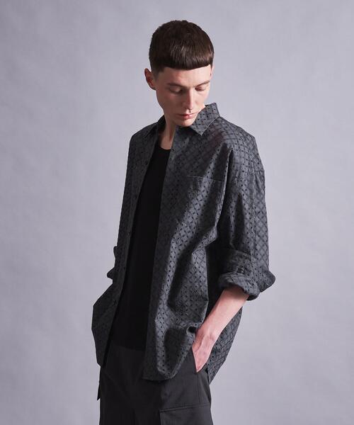 MONKEY TIME(モンキータイム)の「<monkey time> BROAD EMBROIDERY REG/シャツ(シャツ/ブラウス・メンズ・ダークグレー/ホワイト・S/M/L/XL)」の1枚目の写真