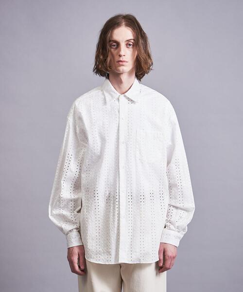MONKEY TIME(モンキータイム)の「<monkey time> BROAD EMBROIDERY REG/シャツ(シャツ/ブラウス・メンズ・ダークグレー/ホワイト・S/M/L/XL)」の7枚目の写真