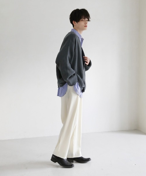 ETELIO(エテリオ)の「ビッグシルエット畦編みダブルブレストニットカーディガン(カーディガン/ボレロ・メンズ・ブラウン/オフホワイト/チャコール/ワイン・S/M/L)」の9枚目の写真