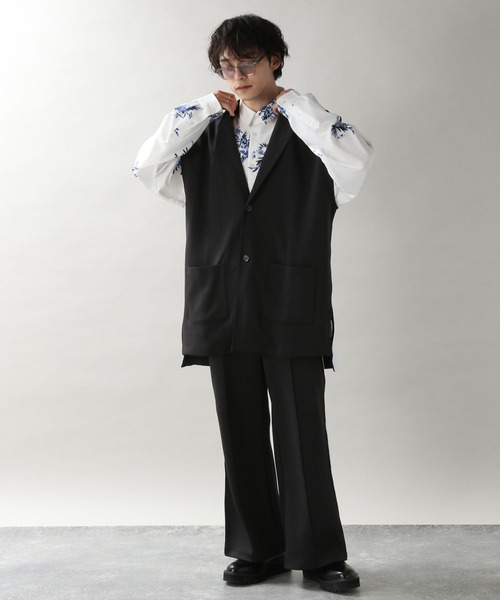 RAGEBLUE（レイジブルー）の「テックラインジレベスト＆テックラインイージーワイドパンツ（セットアップ・メンズ・ベージュ/ブラック・MEDIUM/LARGE）」の4枚目の写真