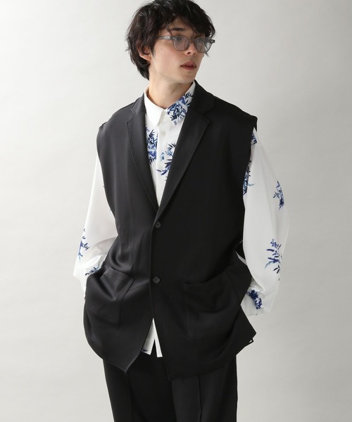 RAGEBLUE（レイジブルー）の「テックラインジレベスト＆テックラインイージーワイドパンツ（セットアップ・メンズ・ベージュ/ブラック・MEDIUM/LARGE）」の5枚目の写真