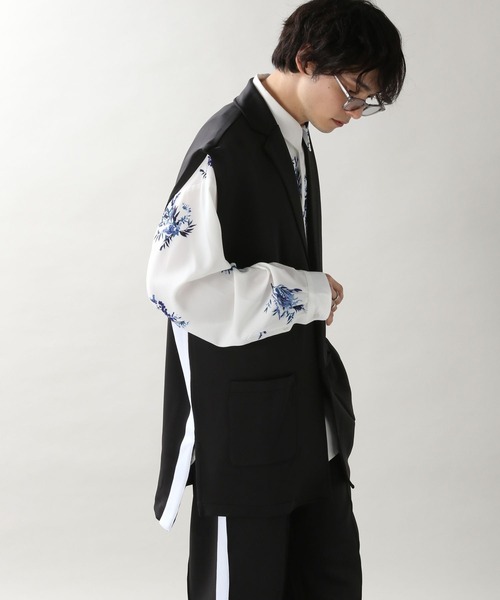 RAGEBLUE（レイジブルー）の「テックラインジレベスト＆テックラインイージーワイドパンツ（セットアップ・メンズ・ベージュ/ブラック・MEDIUM/LARGE）」の8枚目の写真