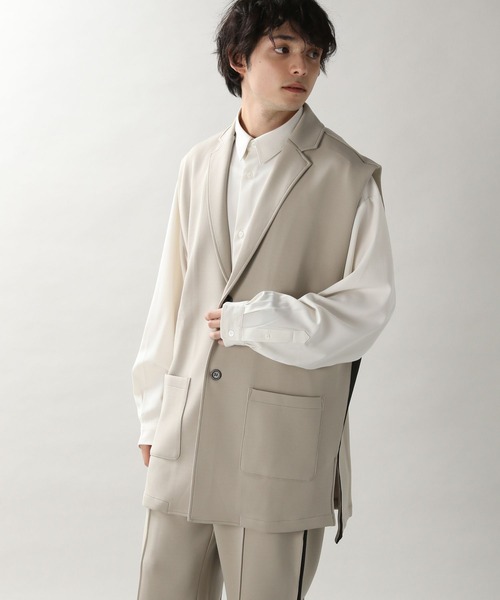 RAGEBLUE（レイジブルー）の「テックラインジレベスト＆テックラインイージーワイドパンツ（セットアップ・メンズ・ベージュ/ブラック・MEDIUM/LARGE）」の16枚目の写真