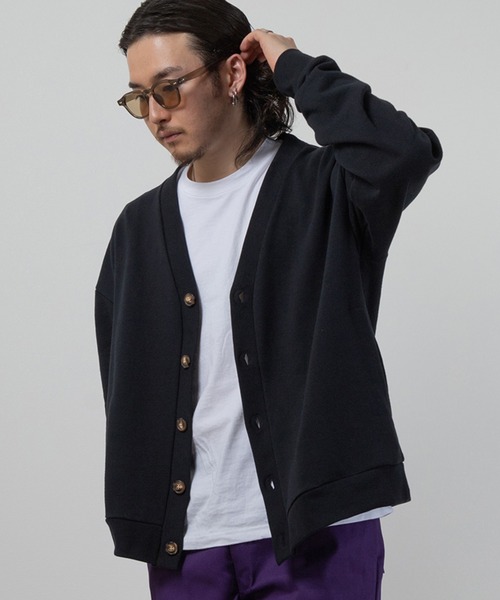 SlashDate(スラッシュデイト)の「裏毛Vネックルーズカーディガン/ビッグシルエット/ユニセックス(カーディガン/ボレロ・メンズ・グリーン/イエロー/オートミール/ブルー/オレンジ/ブラック・M/XL/L)」の12枚目の写真