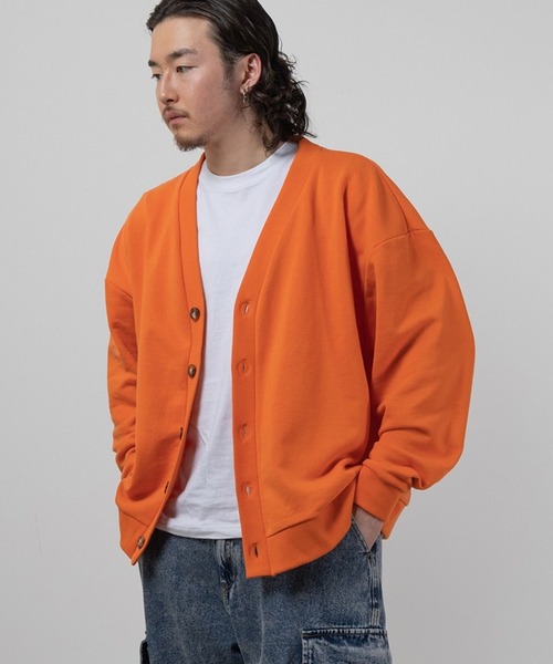SlashDate(スラッシュデイト)の「裏毛Vネックルーズカーディガン/ビッグシルエット/ユニセックス(カーディガン/ボレロ・メンズ・グリーン/イエロー/オートミール/ブルー/オレンジ/ブラック・M/XL/L)」の21枚目の写真