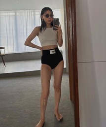 AMERI DOUBLE TAG TANK SWIM WEARブラック　S Ameri（アメリ）の「DOUBLE TAG TANK SWIM WEAR（水着）」 - WEAR