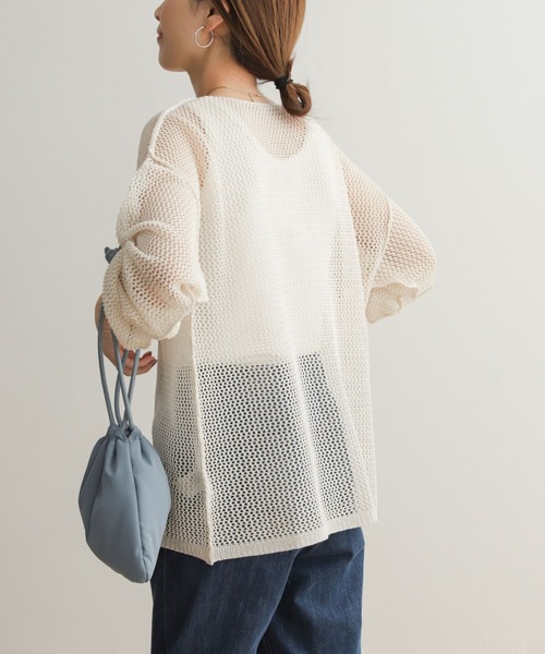 URBAN RESEARCH DOORS(アーバンリサーチドアーズ)の「2WAYメッシュカーディガン(カーディガン/ボレロ・レディース・アイボリー/モカ・MEDIUM)」の3枚目の写真